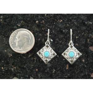 Finishing Touch Diamond Shaped Swarovski Crystal Turquoise Earrings - Euro Wire