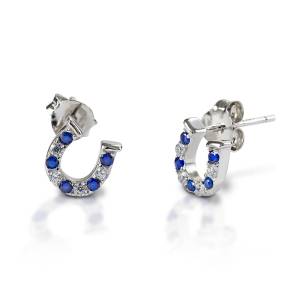 Kelly Herd Blue & Clear Horseshoe Earrings - Sterling Silver