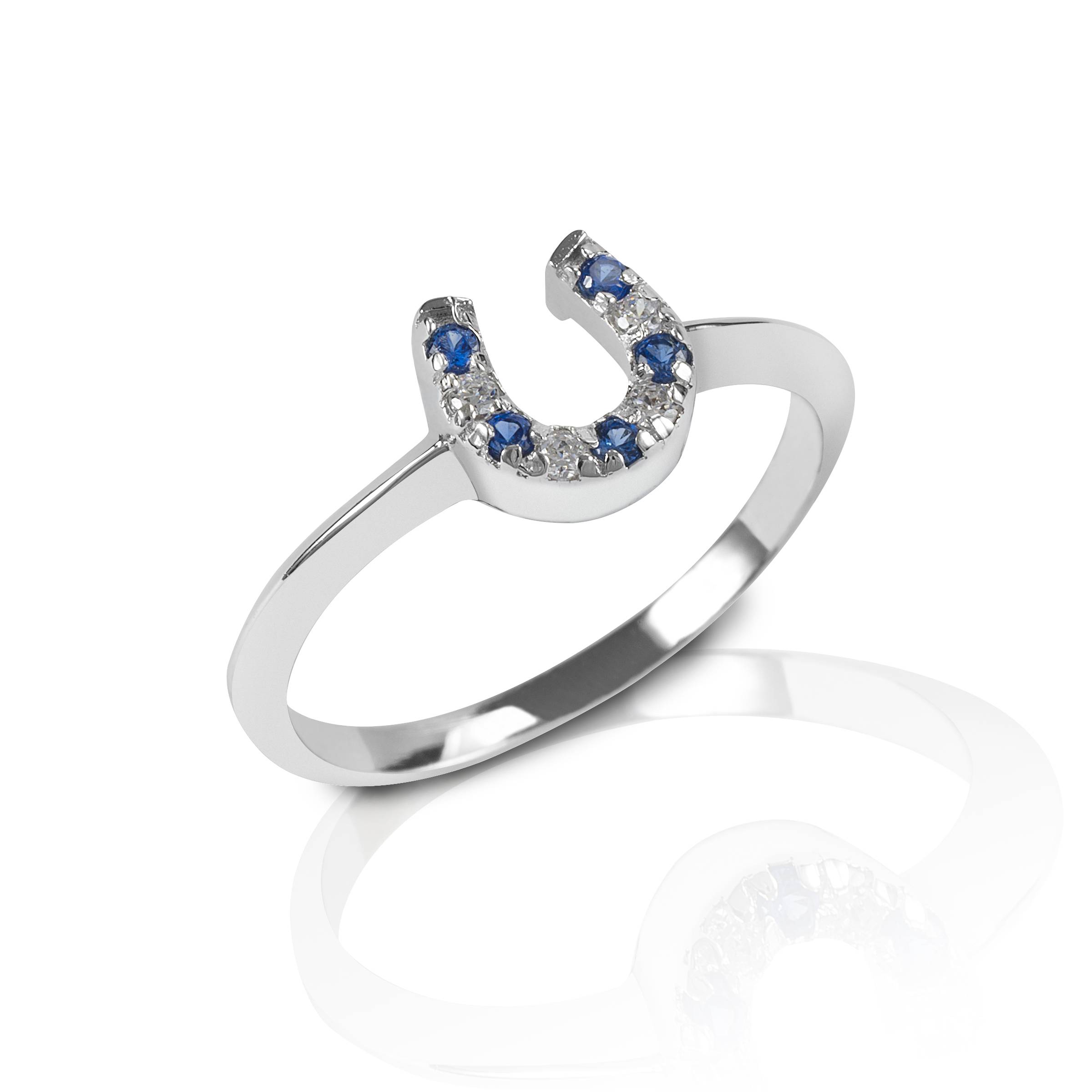 Kelly Herd Blue & Clear Horseshoe Ring