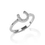 Kelly Herd Clear Horseshoe Ring - Sterling Silver