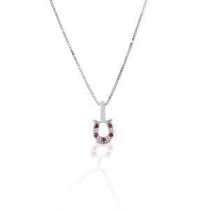 Kelly Herd Red & Clear Horseshoe Necklace