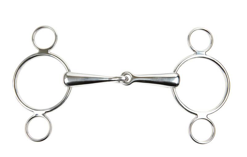 Korsteel Solid Jointed Mouth 3 Ring Continental Gag Bit