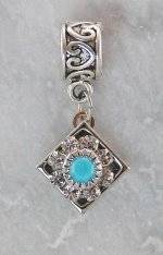 Joppa Crystal Stone Flower On Diamond Shape Dangle Bead