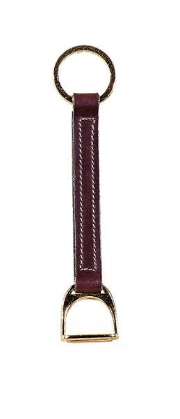 Tory Leather Brass Stirrup Strap Key Ring