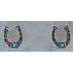 Finishing Touch Horseshoe with  Turquoise Stone Post Earrings