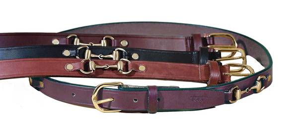 TORY LEATHER 1-inch Snaffle Bit Belt with  Brass Buckle