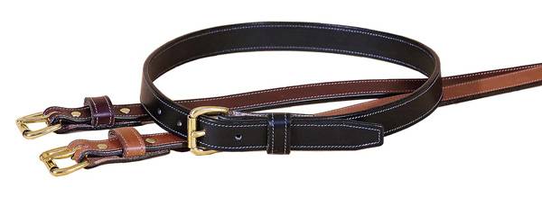 TORY LEATHER 1-inch Stitched Belt with Brass Buckle