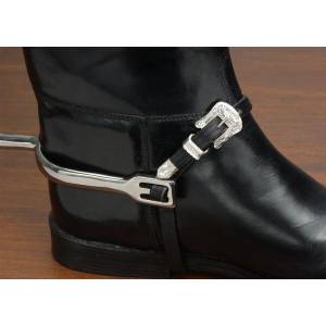 EquiRoyal Silver Buckle Leather Spur Straps