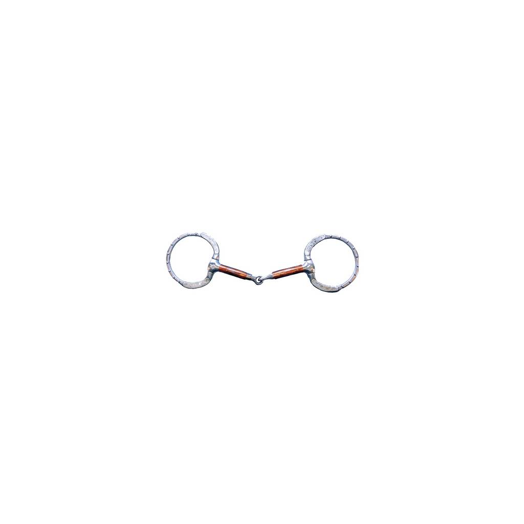 FG Collection by Metalab Brushed Eggbutt Show SS Snaffle Bit With Copper