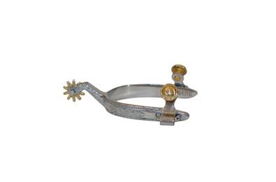Metalab Ladies Stainless Steel Spurs, Engraved Rose Roper