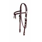 Tory Leather Brow Knot Headstall w/ Oklahoma Style Silver Trim