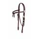 Tory Leather Brow Knot Headstall w/ Oklahoma Style Silver Trim