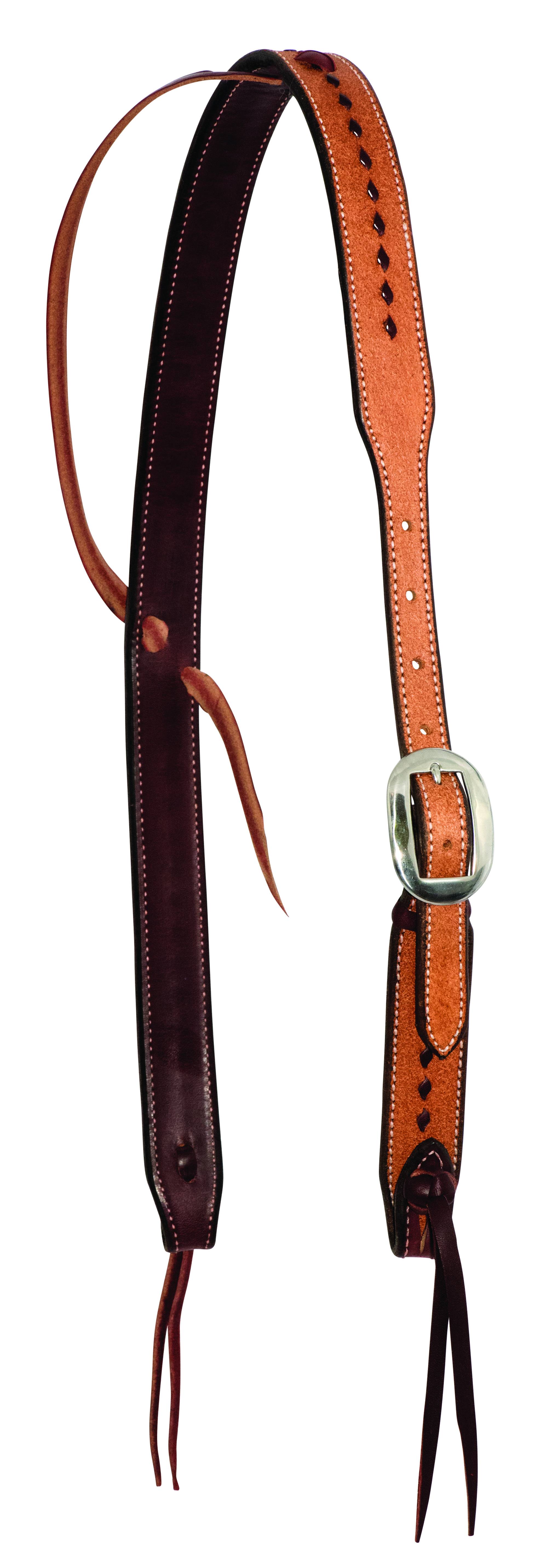 Wildfire Saddlery Leather Rough Out Buckstitched Cowboy Knot Slip Ear Headstall