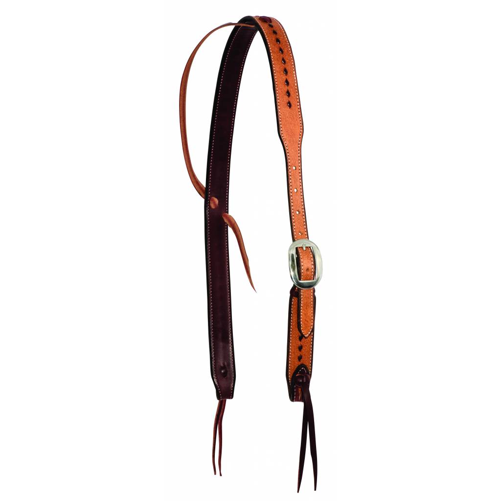 Wildfire Saddlery Leather Rough Out Buckstitched Cowboy Knot Slip Ear Headstall