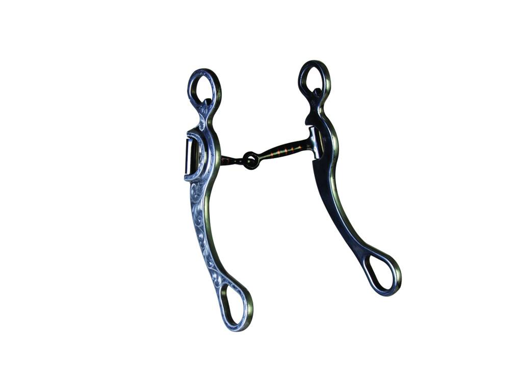 Western AL Engraved Snaffle Long Shank Bit