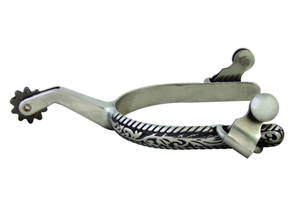 Western SS Engraved Leaf Tooled 10 pt Spurs