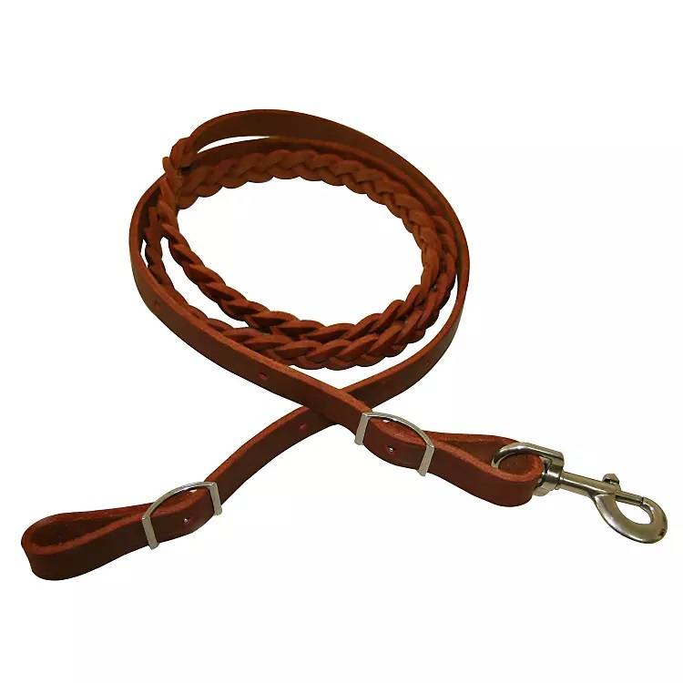 Western 3-Plaited Leather Contest Rein