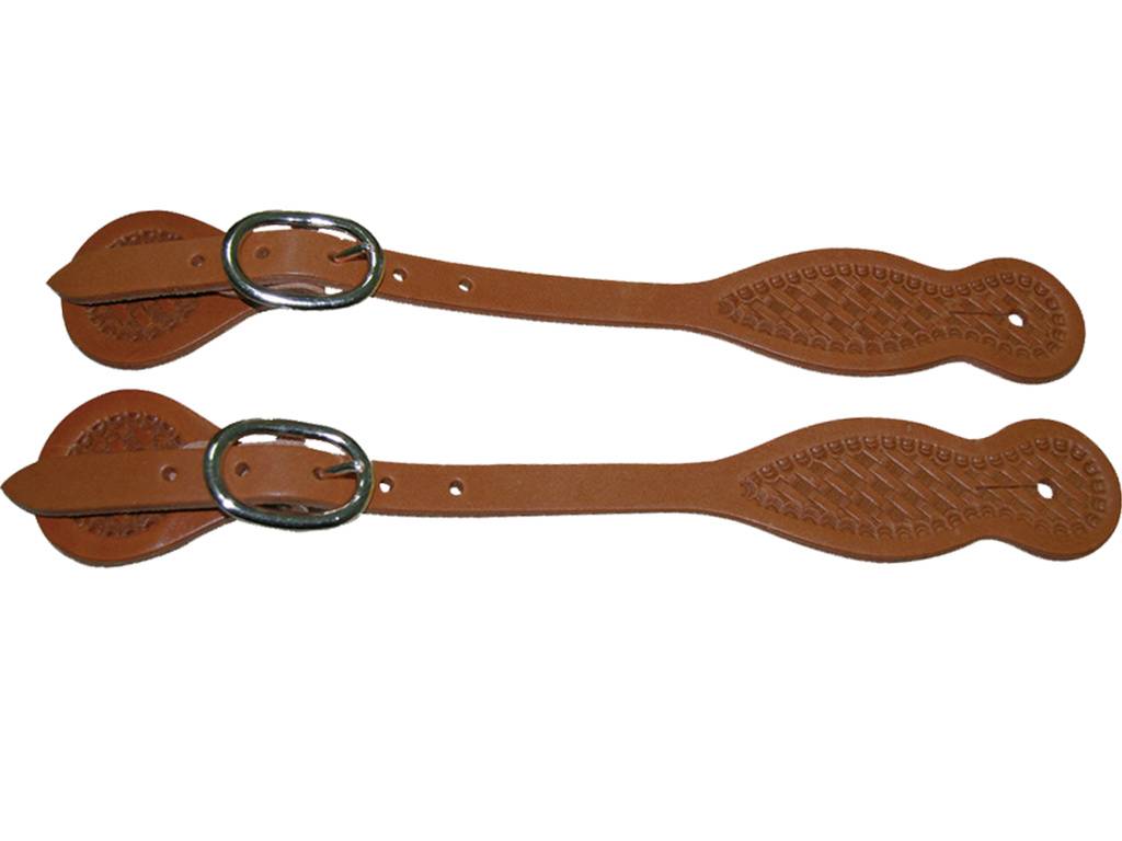 Western Basket Tooled Straight Spur Straps