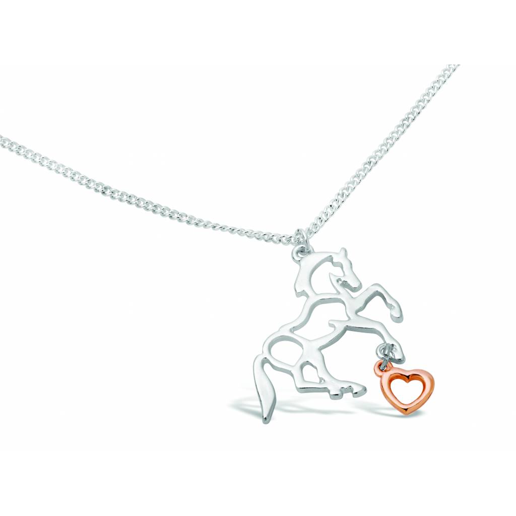 Kelley Rose Gold Heart and Silver Horse Hoof Necklace