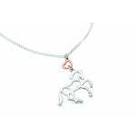 Kelley Silver Horse and Rose Gold Heart Necklace