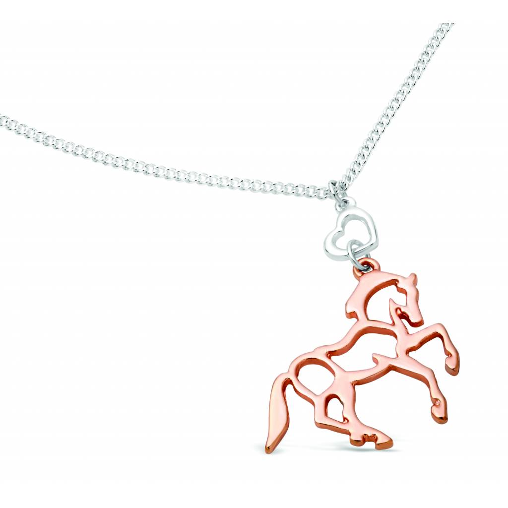 Kelley Rose Gold Horse and Silver Heart Necklace