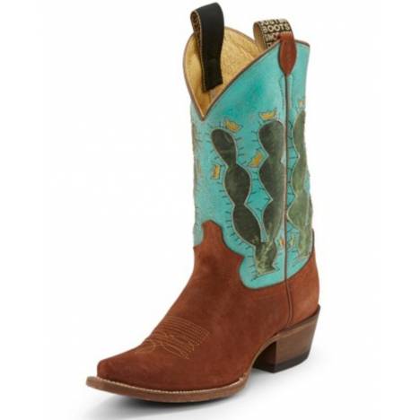 Justin Ladies Pearced Cactus Snip Toe Boots