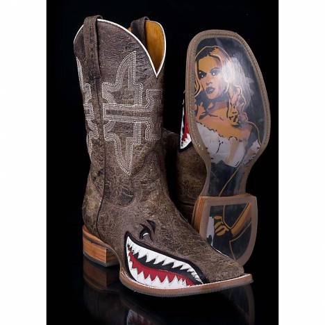 Tin Haul Mens Square Toe Boots - Toastin A Gnarly Shark