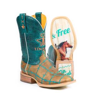Tin Haul Ladies Boots - Barbed Wire With Wild and Free Sole