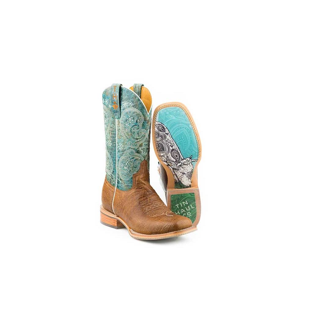 Tin Haul Ladies Boots - Yee-Haw With Paisley Calf Sole