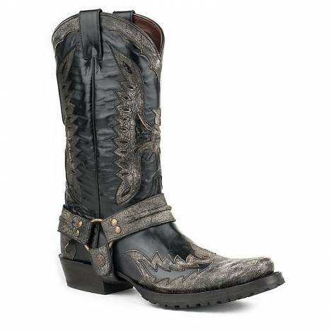 Stetson Mens Outlaw Eagle Biker Harness Boots