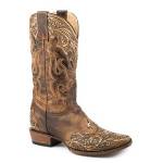 Stetson Mens Adam Handtooled Cowboy Boots