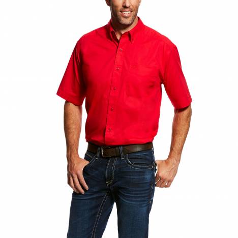 Ariat Mens Solid Short Sleeve Stretch Poplin Shirt