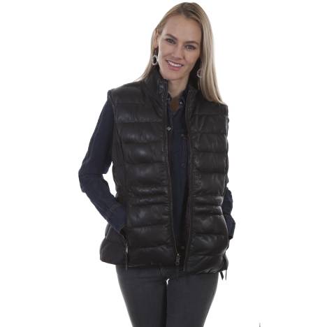 Scully Ladies Reversible Ribbed Leather Vest