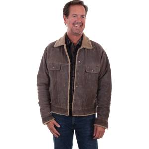 Scully Mens Trail Leather Jacket With Faux Shearling