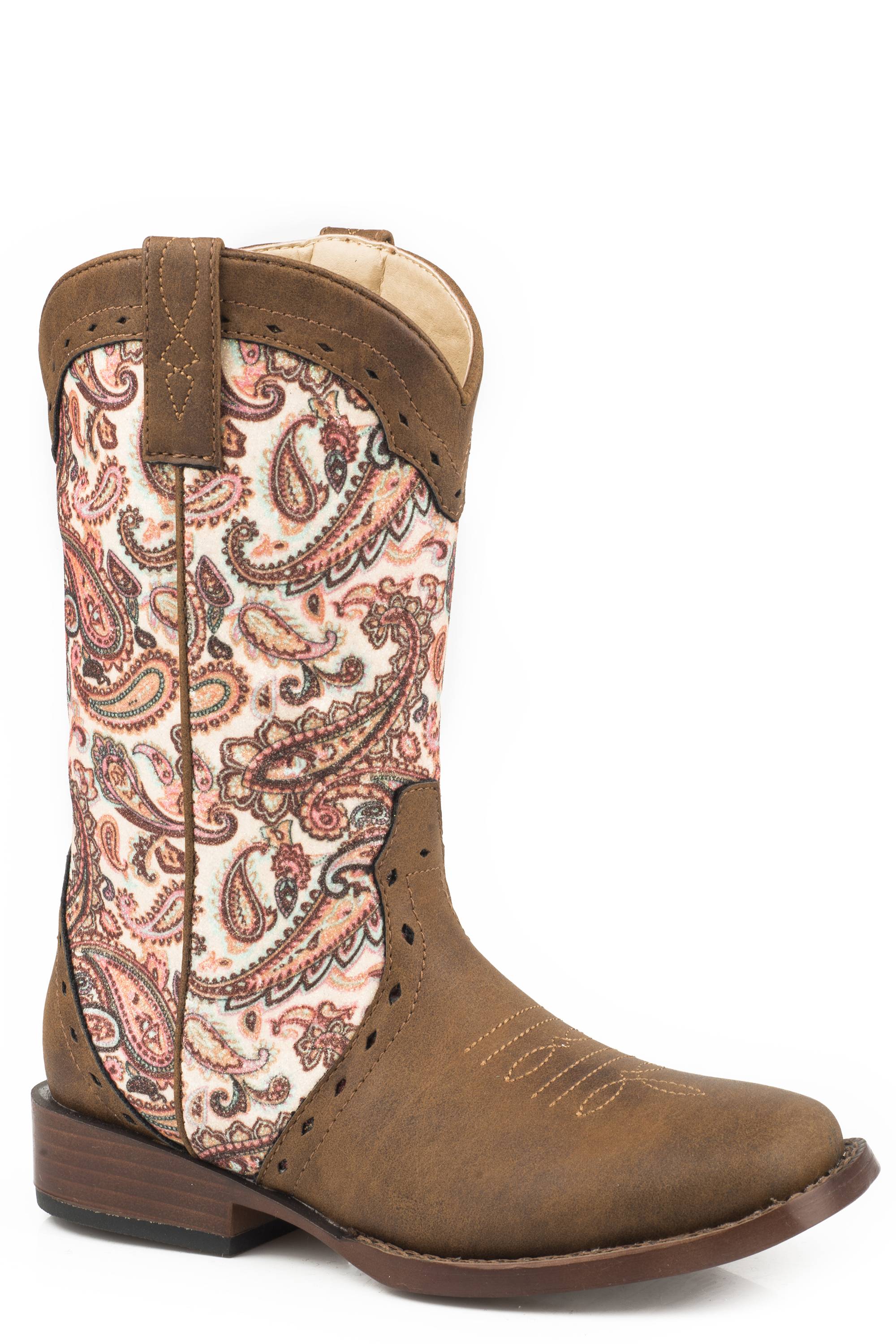 Roper Kids Glitter Geo Square Toe Boots