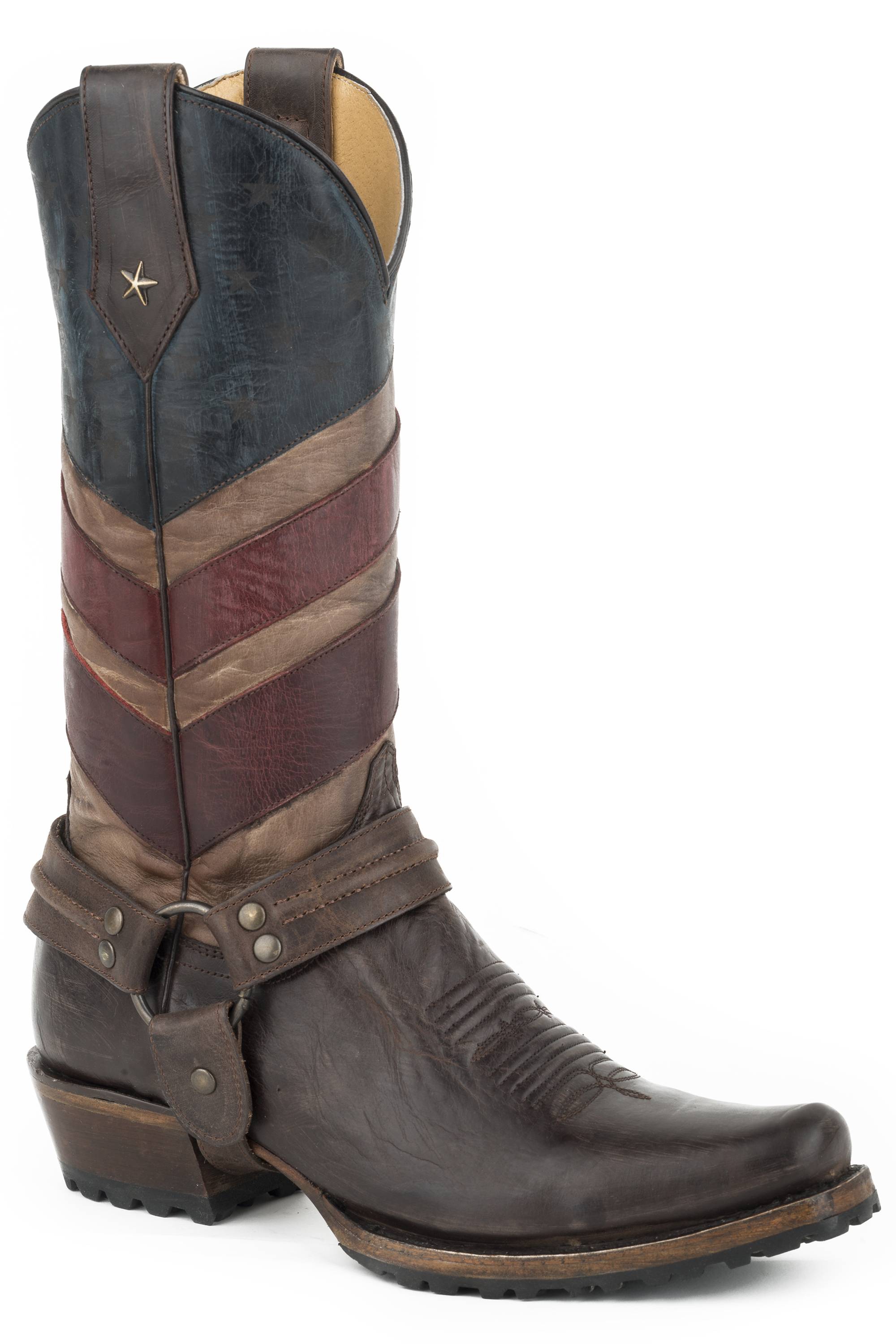 Roper Mens Americana Flag Snip Toe Harness Boots