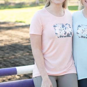 Irideon Ladies Ride On Camo Tee Shirt - Radiant Peach - Small