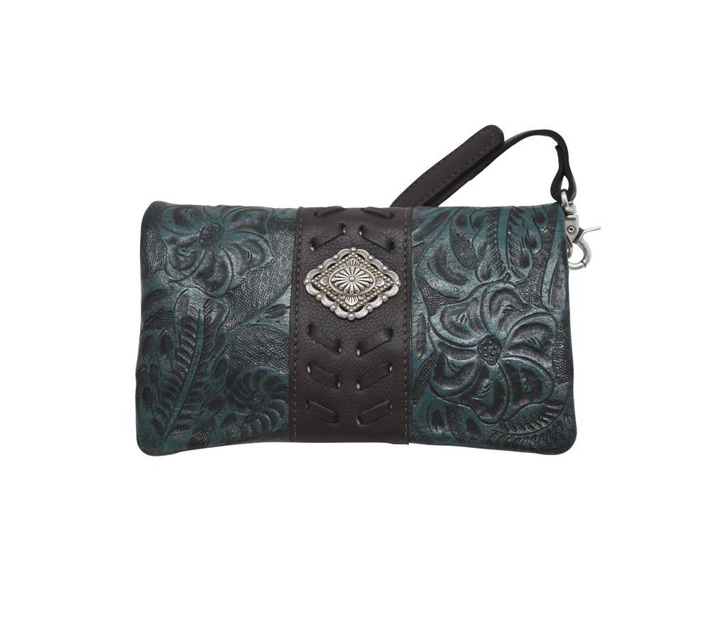 American West Womens Grab-And-Go Foldover Crossbody/Clutch/Wallet
