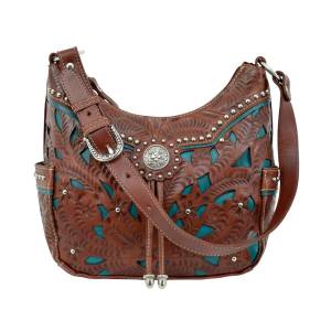 American West Lady Lace Zip-Top Everyday Hobo With 2 Side Pockets