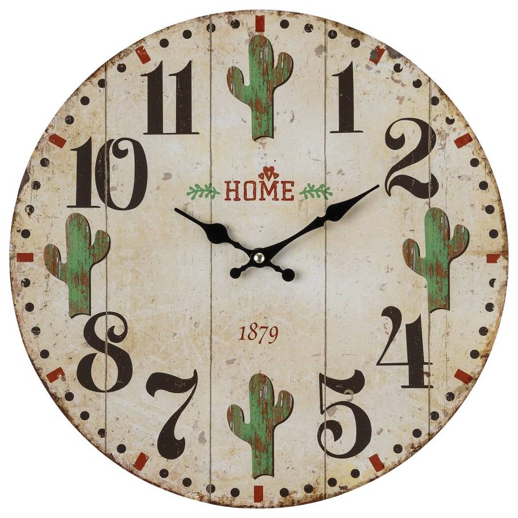 Gift Corral Wooden Cactus Wall Clock