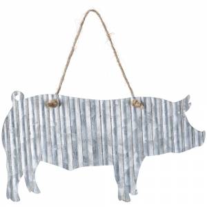 Gift Corral Corrugated Metal Pig Sign