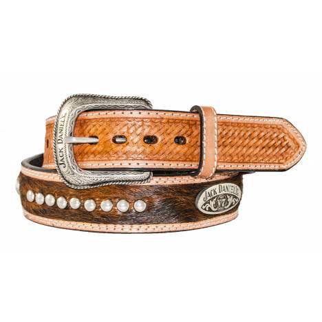 Jack Daniel's Brown Hair-On Leather Belt with Conchos