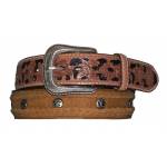 Jack Daniel's Roughout Leather Belt with Laced Edge & Conchos
