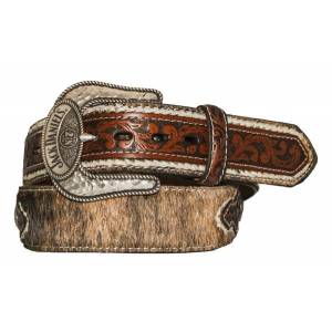 Jack Daniel's Brown Hair-On Leather Belt with Conchos