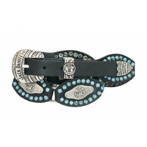 Jack Daniel's Ladies Scalloped & Linked Leather Belt with Turquoise Studs