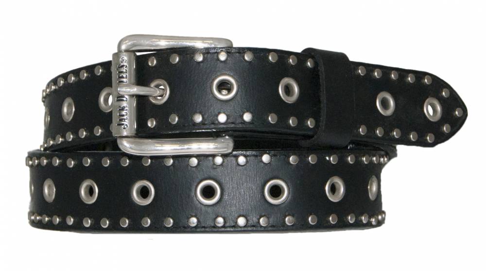 Jack Daniel's Slender Studded Leather Belt with Grommets