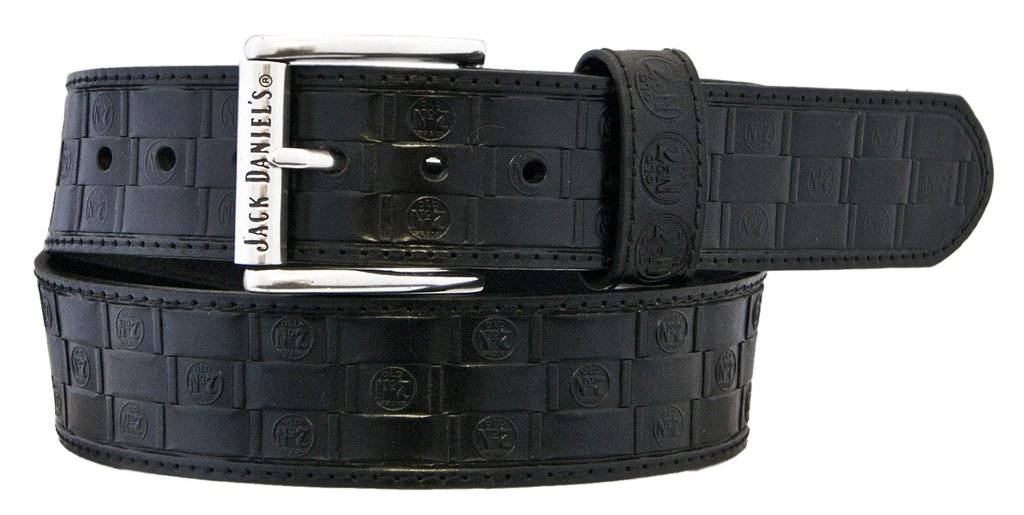 Jack Daniel's Logo Basket Weave Leather Belt