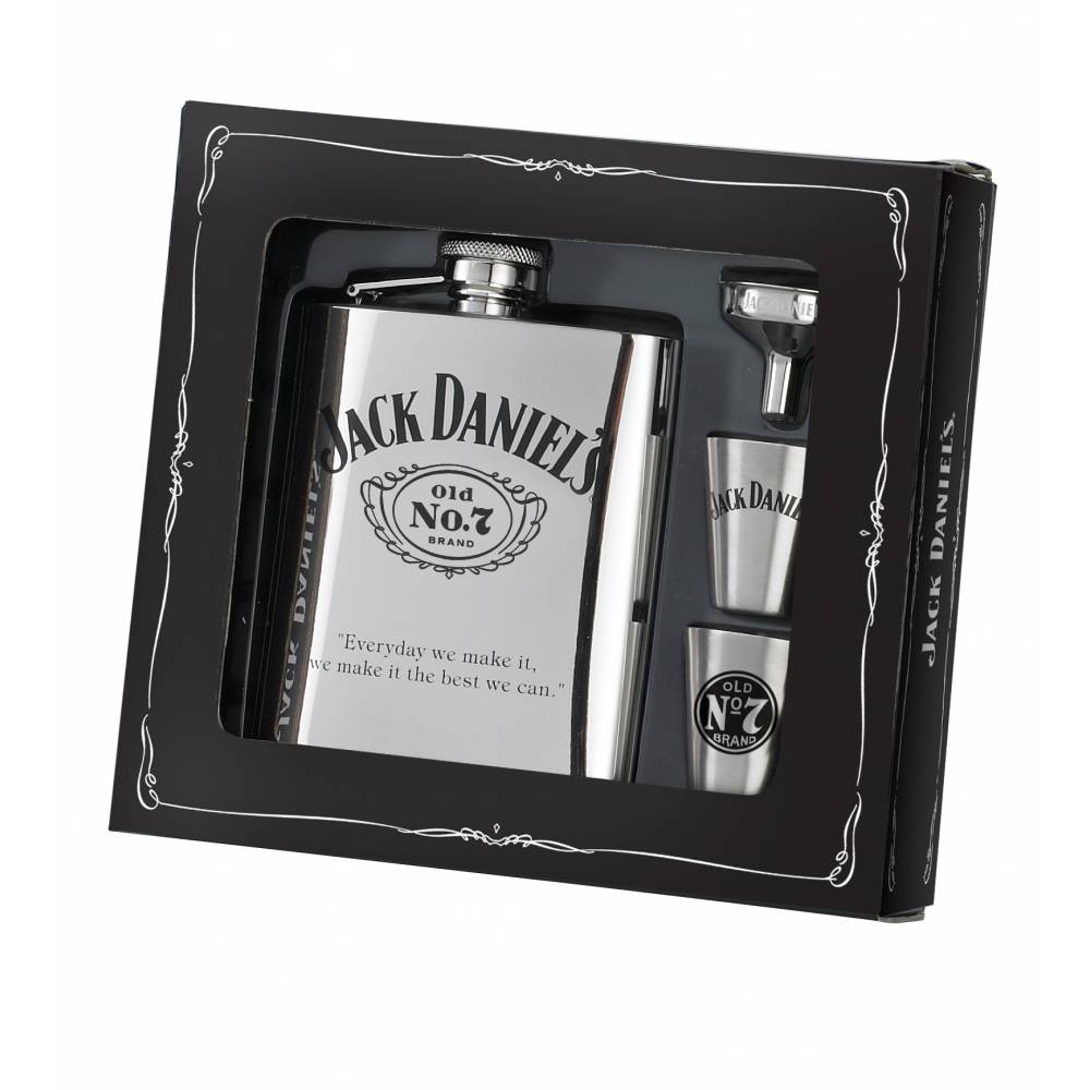 Jack Daniel's Logo Flask with Shot Glasses & Funnel Gift Set
