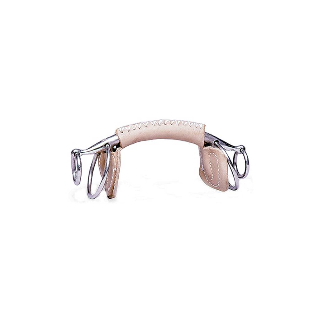 Jacks Leather Covered Double Extension Ring Snaffle Bit