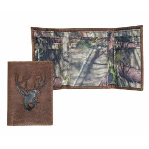 Mossy Oak Deer Embossed Trifold Wallet